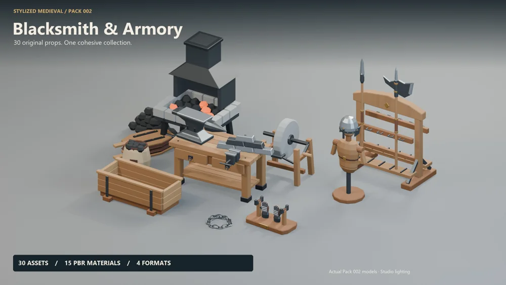Blacksmith & Armory 3D asset collection render