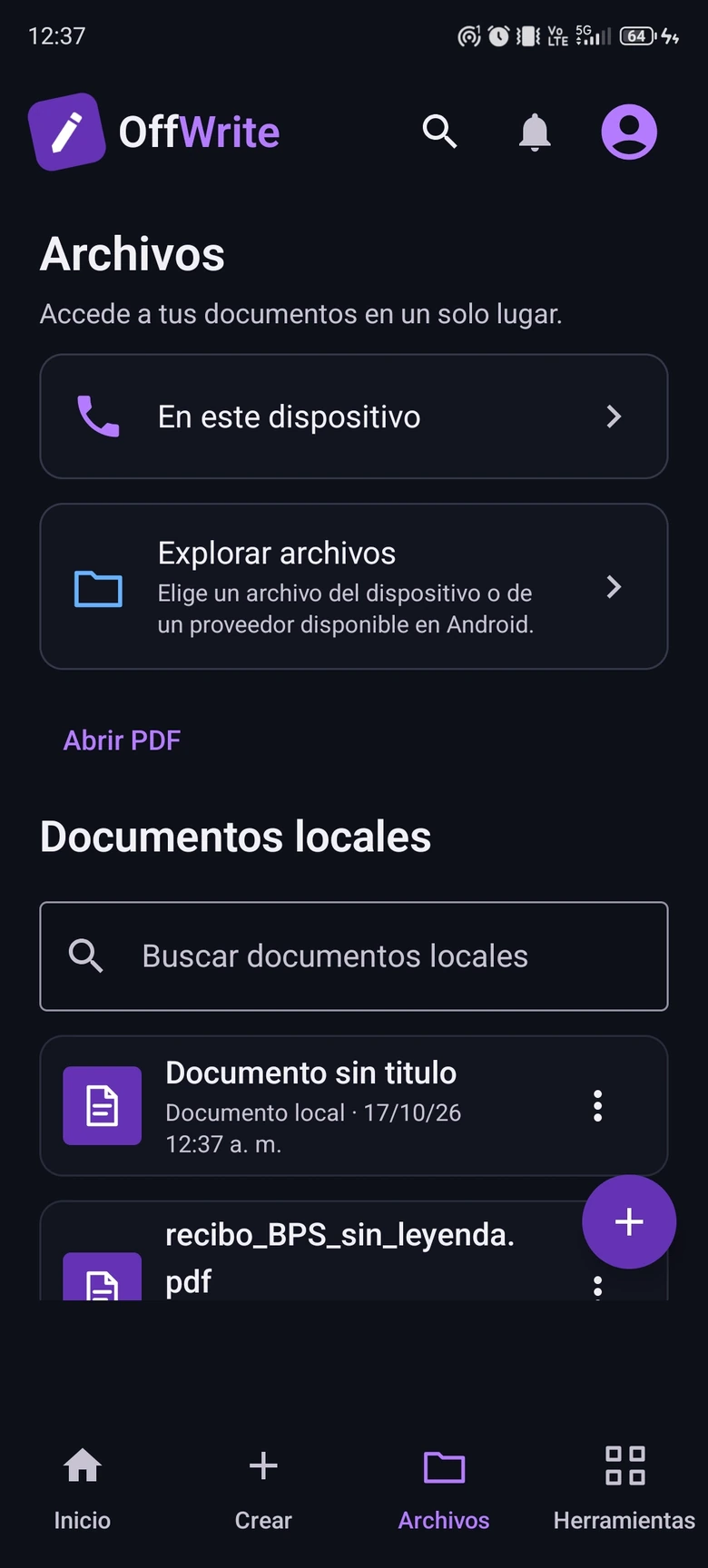 OffWrite — Tus documentos, en un solo lugar