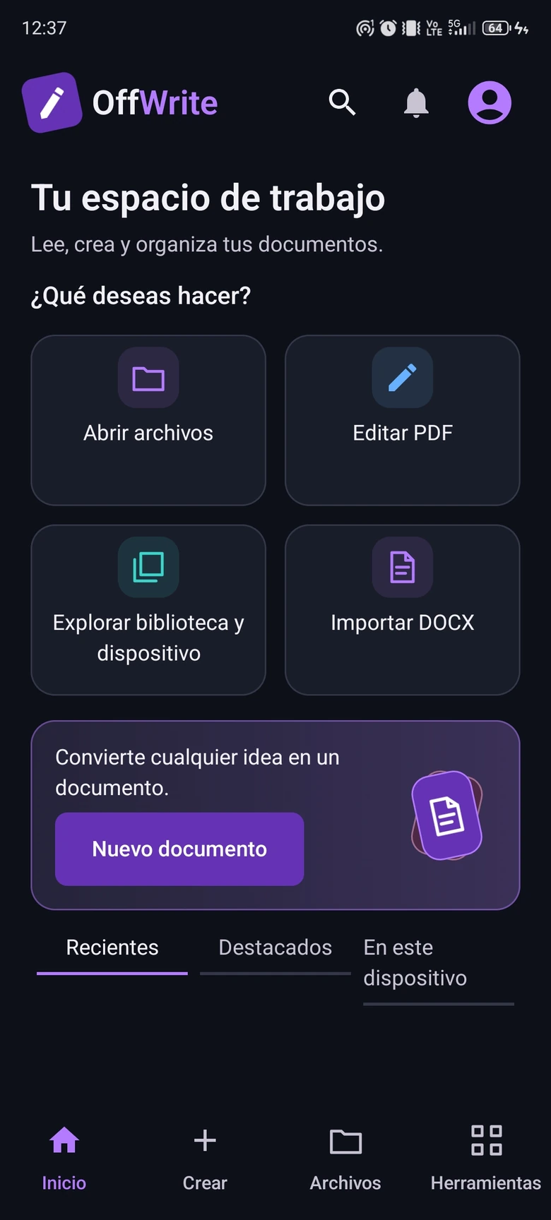 OffWrite — Un espacio para tus ideas