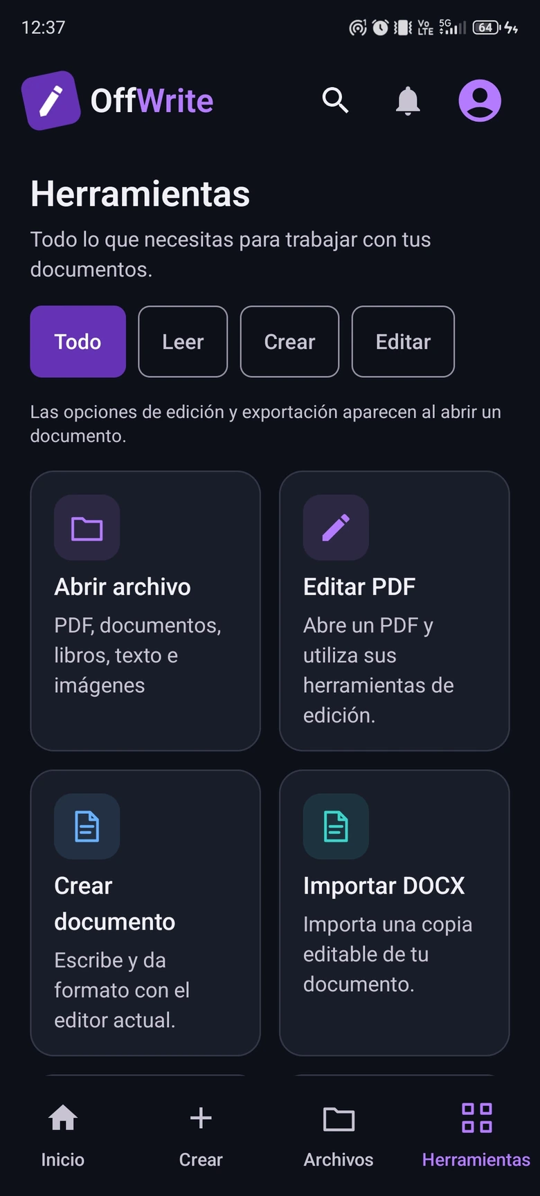 OffWrite — Herramientas al alcance